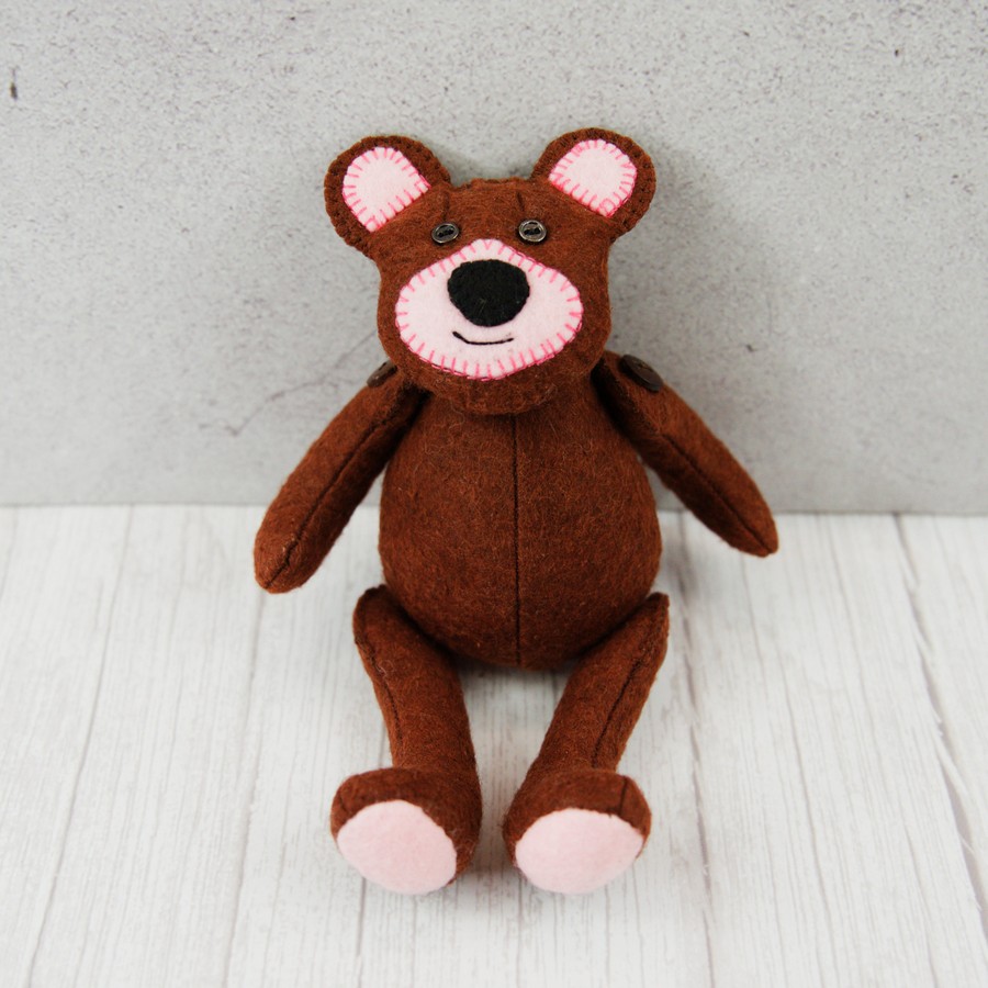 Puiki dovana minkštas siūtas meškutis iš veltinio dydis 18 cm